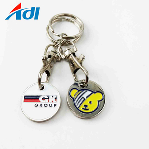 Kundenspezifische Logo-Einkaufswagen-Münzen-Metallschlüsselketten-/Metalllaufkatze-Token-Münze für Spiel-/Caddychip-Münze Keychain