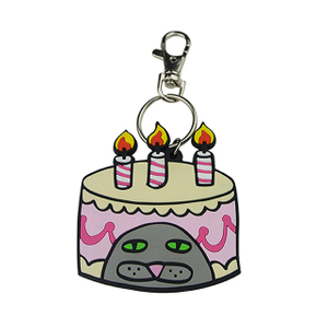 Kundenspezifischer Geburtstags-Kuchen-Gummi-PVC-Schlüsselanhänger