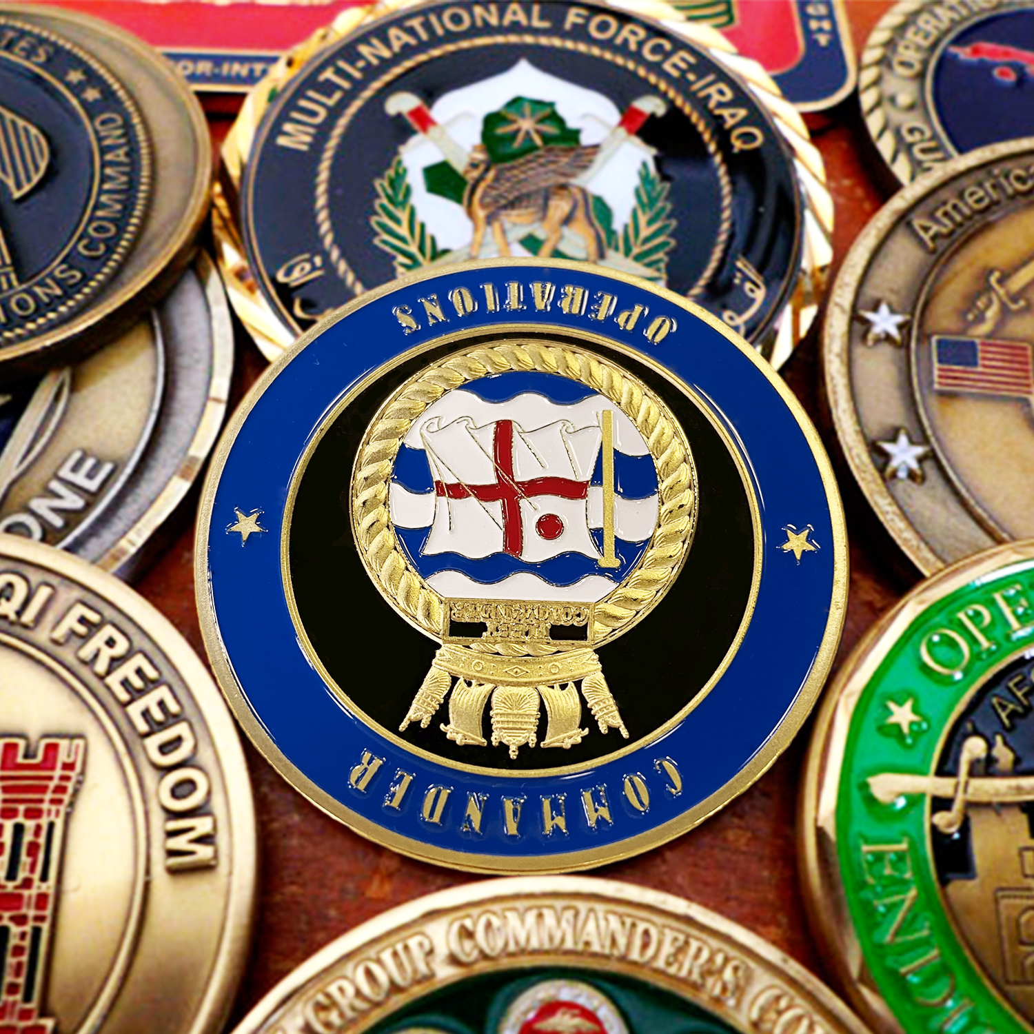 Großhandelshersteller bastelt Souvenir vergoldete bemalte leere Militärarmee Custom Challenge Metallmünzen